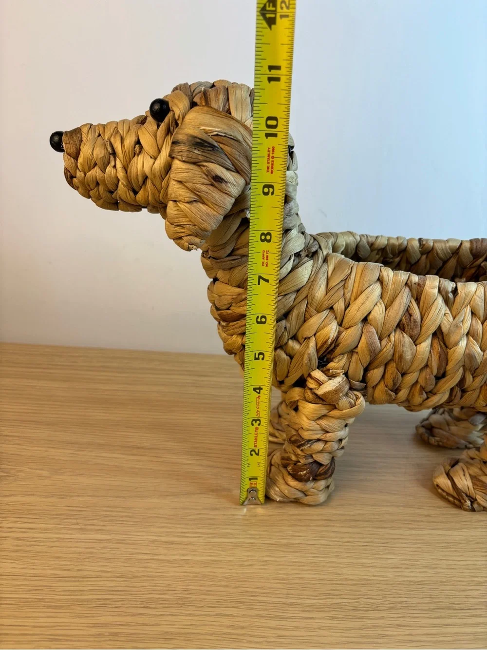 Doxy Dachshund Woven Hyacinth Grass Basket Planter / Storage